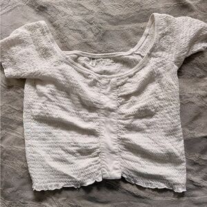 BP White Textured Crop Top